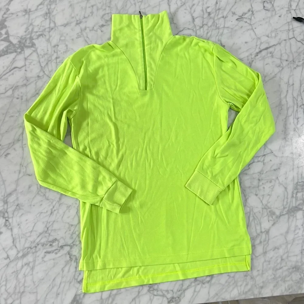 Vintage Obermeyer Sport Medium Neon Yellow Mens Henley Shirt Ski Made in…